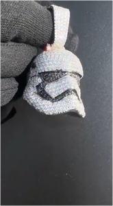 Pendentif Masque Facial Personnalisable en Argent 925 Style Hip Hop avec Moissanite, Plaqué Or 14K et Rhodium, Bijoux Fins pour Fêtes et Cadeaux - Product Image 4