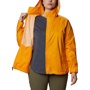 Chaqueta Impermeable con Capucha para Mujer, Color Naranja, Manga Larga, Exterior de Poliéster, Largo Regular, Estilo Utilitario Otoñal con Cierre de Cremallera - Product Image 2