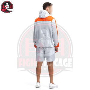 Wholesale Rate Men's Outdoor Athletic Set Half-Zip Hooded <b>Windbreaker</b> Jacket Matching Training Shorts 2-Piece Breathable Casual - Product Image 2