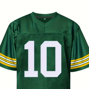 Camiseta de Fútbol Americano Verde, Cuello en V, Manga Corta, Malla Transpirable, 100% Poliéster, Impresión Sublimada, Número 10, para Hombre Adulto - Product Image 4