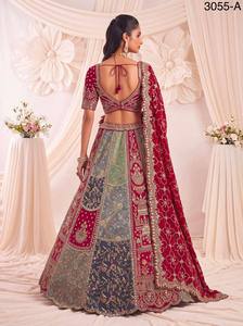 <b>Bridal</b> Lehenga Set Heavy Embroidered Dupatta V Neck Blouse and Skirt Wedding Party Formal Wear - Product Image 2