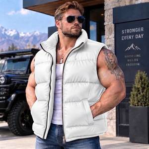 Gilet matelassé en cuir unisexe |   Veste matelassée sans manches de luxe pour l'hiver, Pufferweste herren, Gilet en cuir de mouton - Product Image 3