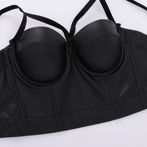 Sujetador de Cuero Punk para Mujer, Diseño Personalizado, Sexy, Cuello en V, Herrajes Metálicos, Lencería OEM, Sujetador de Cuero Gótico de Primera Calidad, Logotipo Personalizado - Product Image 3