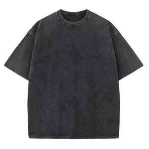 เสื้อยืดคอตตอน 380 กรัม สไตล์สตรีทแวร์ ทรงโอเวอร์ไซส์ ไหล่ตก พิมพ์ลายกรดแบบกำหนดเอง พร้อมโลโก้สั่งทำ ขายส่งสำหรับผู้ชาย - Product Image 1