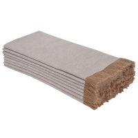 Serviettes de table en chambray tissé 100% coton, à franges, absorbantes, élégantes, beiges, personnalisables, multi-usages, décoratives, certifiées GOTS