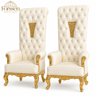 Chaises de mariage à dossier haut pour mariés, fauteuils de luxe dorés et blancs de style trône royal pour hôtels, banquets et événements sur scène