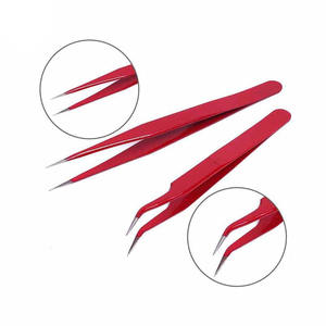 MAHFOOZ INSTRUMENTS Pinzas de Acero Inoxidable Nano Grip de 45 y 90 Grados con Etiqueta Privada Personalizada, Herramientas de Belleza para Extensión de Pestañas - Product Image 1