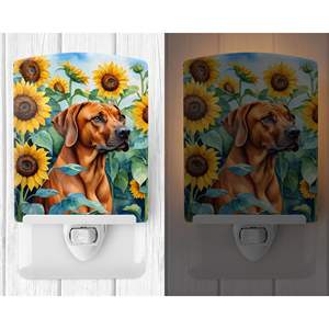 Rhodesian Ridgeback Sunflowers Night <b>Light</b> New UL-Certified Compact 6x4x3 Multicolor Ceramic for Bedroom Bathroom <b>Nursery</b> - Product Image 2