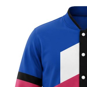 Blue Pink White Baseball <b>Jacket</b> Full Zip Long Sleeve Teamwear Comfortable <b>Lightweight</b> Outerwear for Game Practice - Product Image 6