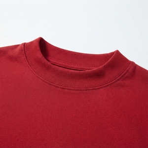 Wholesale Men <b>Red</b> Solid Color Short Sleeve O-Neck Loose Fit Formal Knitted 100% Cotton Front Logo Custom <b>oversized</b> T-<b>Shirt</b> men's - Product Image 6
