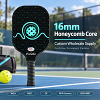 Raquette de pickleball 16 mm, noyau en nid d'abeille en fibre de carbone T300, forme standard, logo personnalisé OEM, fabricant en gros