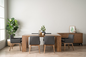 Modern Walnut Color <b>Solid</b> <b>Wood</b> 6-Seater Dining <b>Table</b> Rectangular Dining <b>Table</b> for Large Dining Room & Family Use - Product Image 5