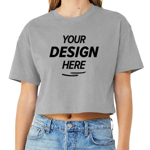 Camiseta Corta de Verano para Mujer al por Mayor, de Color Liso, Manga Corta, Cuello Redondo, Algodón y Spandex Elástico, Ajuste Delgado Básico - Product Image 4