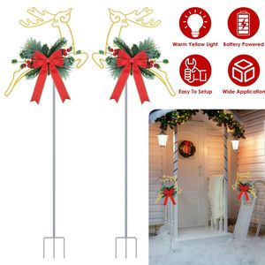 2 Piezas de Luces LED Decorativas de Reno con Pilas, Luces de Jardín para Camino, Luces de Navidad para Exteriores, Jardín, Puerta Principal - Product Image 2