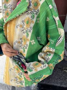 Vintage <b>Kantha</b> Wholesale Stylish <b>Jackets</b> Handmade Patchwork Floral Pattern V-neck Cotton Quilted <b>Jackets</b> | Custom Designs - Product Image 2
