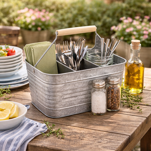 Recipiente Multiusos Resistente de Metal Galvanizado, Color Gris - Product Image 6