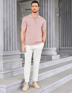 Chemise de golf pour homme à coupe ajustée avec fermeture éclair 1/4 sur le devant, poche, tissu polyester/coton, séchage rapide, manches courtes, décontractée, haute qualité, design personnalisé - Product Image 5