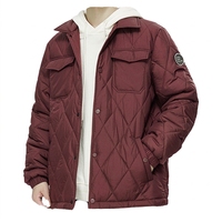 Blouson matelassé léger pour homme, col montant, en polyester teint en fil, style streetwear d'hiver, vente en gros