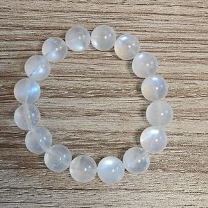 Natural Blue Moonstone <b>Bracelet</b> Milky <b>Beaded</b> Healing Crystal Jewelry Minimalist Boho Style Gift For Women - Product Image 3