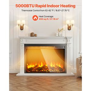 Caminetto Elettrico da Incasso da 40 Pollici con Effetto LED Regolabile, Timer 8 Ore e Telecomando per Uso Domestico - Product Image 2