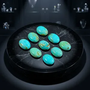 Pierres précieuses naturelles en turquoise verte, taille ovale 10x14mm, pierres brutes pour la fabrication de bijoux, cabochon - Product Image 2