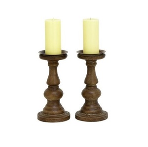 Portavelas rústico de madera con acabado de vetas naturales para velas de té, decoración de mesa y estantería - Product Image 3