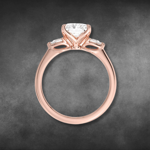 Anillo de diamantes cultivados en laboratorio con certificación IGI, anillo radiante de oro amarillo de 14K/18K con tres diamantes en forma de pera, anillo de compromiso para mujer, joyería fina. - Product Image 4