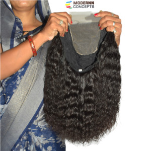 Perruque HD en cheveux naturels indiens bruts, noirs bouclés, non-Remy, avec dentelle transparente, traitement sans produits chimiques, fabrication à la machine - Product Image 4