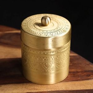 Handcrafted Brass <b>Spice</b> <b>Jar</b> Cylinder Shape With Lid Vintage Design Airtight Food Storage Container Kitchen Use - Product Image 1