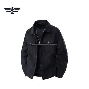 Latest <b>Men's</b> Casual Button-Down <b>Corduroy</b> Shacket Winter Solid Pattern Knitted Layer with Decoration Breathable Customized Color - Product Image 1