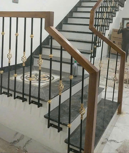 Wood Handrail Metal Stair <b>Railings</b> Traditional Design For Indoor Staircase - Product Image 2