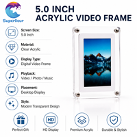 Superlieur Cadre vidéo acrylique avec écran IPS 5 pouces, pour photos et films, rechargeable, avec boîte cadeau transparente, idéal pour les souvenirs de mariage