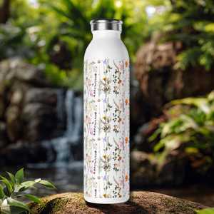 Botella de agua de acero inoxidable con diseño floral, portátil, para viaje, con tapa, estilo clásico. - Product Image 6