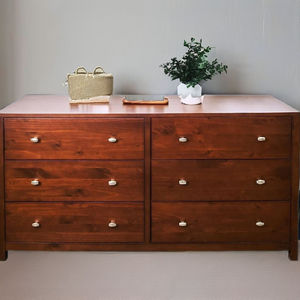 Cómoda independiente de pino macizo de estilo japonés con 6 cajones y almacenamiento para dormitorio - Product Image 3