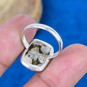 Natural Orange Copper Calcite <b>Cushion</b> Shape Gemstone <b>Ring</b> 925 Sterling Silver <b>Ring</b> - Product Image 4