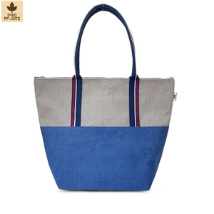 Wholesale Custom Logo Two Tone PP Laminated Jute <b>Beach</b> Tote <b>Bag</b> <b>Large</b> Capacity Reusable Eco Friendly Shopping <b>Bag</b> Exporter India - Product Image 1