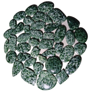 พลอยแจสเปอร์จุดเขียวธรรมชาติทรงหลังเบี้ย ขนาด 20-45 มม. สำหรับทำเครื่องประดับ บำบัดเรกิ ช่วยปรับสมดุลจักระ - Product Image 3