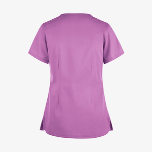 Nouveau design – Blouse d'infirmière à manches courtes en jersey, personnalisable, pour l'été – 72 % polyester/21 % rayonne/7 % élasthanne – Vente en gros pour femmes - Product Image 3