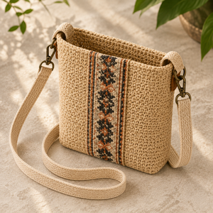 <b>Summer</b> Jute Fashion Lady Single Strap Chains Shoulder/Crossbody <b>Handbag</b> for Women with Zipper Closure Portable Travel Purse - Product Image 6