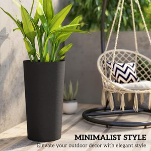 Ensemble de 2 jardinières extérieures vernissées de 29 pouces, résistantes aux intempéries et aux UV, pots à fleurs en plastique noir empilables, grand pot pour plantes - Product Image 5