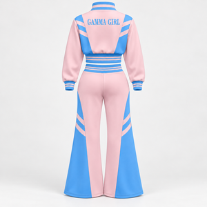Ensemble de survêtement rose et bleu pour femmes Gamma Phi Delta Sorority, manches longues, demi-zip, cordon de serrage, ensemble de jogging sportif décontracté - Product Image 5