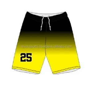 Individuelle sublimierte zweitöne Basketballshorts Jugend schwarz und gelb Basketballshorts individuelle weiße und gelbe Basketballshorts