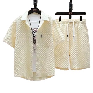 Novedad de primavera y verano, camisa POLO para hombre, pantalones de manga corta, traje de Color sólido, moda sencilla, ligera, diaria, ropa de hombre de alta calidad - Product Image 1