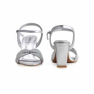 Sandalias de tacón fantasía plateadas modelo FN6056 - Product Image 2