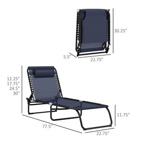Set di 2 Lettini Prendisole Pieghevoli da Piscina con Cuscino Reclinabile Traspirante per Esterni e Patio - Product Image 3