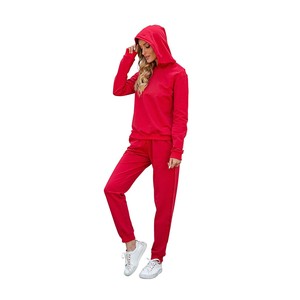 Survêtement décontracté 2 pièces pour femme, personnalisé, en gros, hiver, manches longues, couleur unie, en molleton respirant polyester/coton - Product Image 5