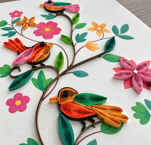 Tarjetas de Felicitación Hechas a Mano al por Mayor con Diseño de Aves y Jardín Floral, Papelería Artística de Alta Calidad del Fabricante - Product Image 3