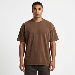 T-shirt Homme en Coton Délavé Doux Coupe Décontractée Lourd Style Urbain Décontracté Col Rond Manches Courtes Qualité Supérieure - Product Image 5