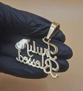 Colgante de Letra 'Truly Blessed' en Plata 925 con Moissanita de Corte Brillante Redondo, Chapado en Oro de 18K, Joyería Unisex con Temática Hip Hop - Product Image 3