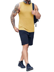 Camiseta sin mangas para gimnasio de hombre, talla grande, personalizada, color liso, ajuste holgado, cuello redondo, para entrenamiento, transpirable, de secado rápido, 100% algodón - Product Image 2